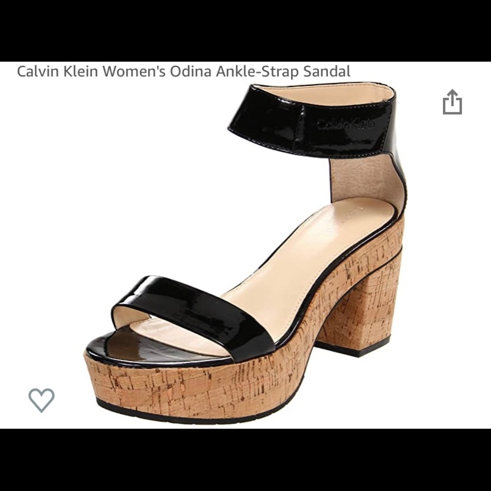 Calvin Klein Odina Black and Cork Platform Sandals